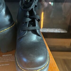 Dr. Martens Black Lace-Up Boots with Yellow Stitching